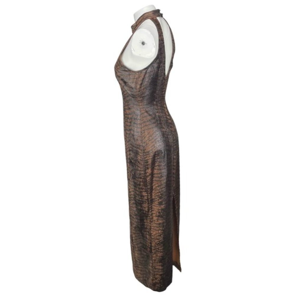 ALGO Animal Print Scale Sheen Maxi Dress Sz Small Petite - Picture 4 of 7